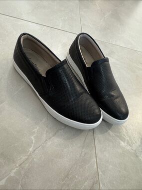 Black Slip-On Perforated Casual Sneakers - Women